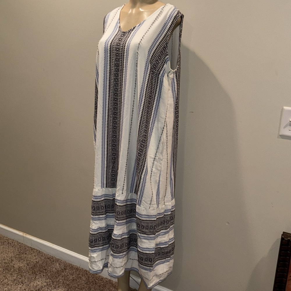 J.Jill Womens Maxi Dress Sleeveless Blue White Stripe Boho Sundress size 2X - Picture 5 of 9